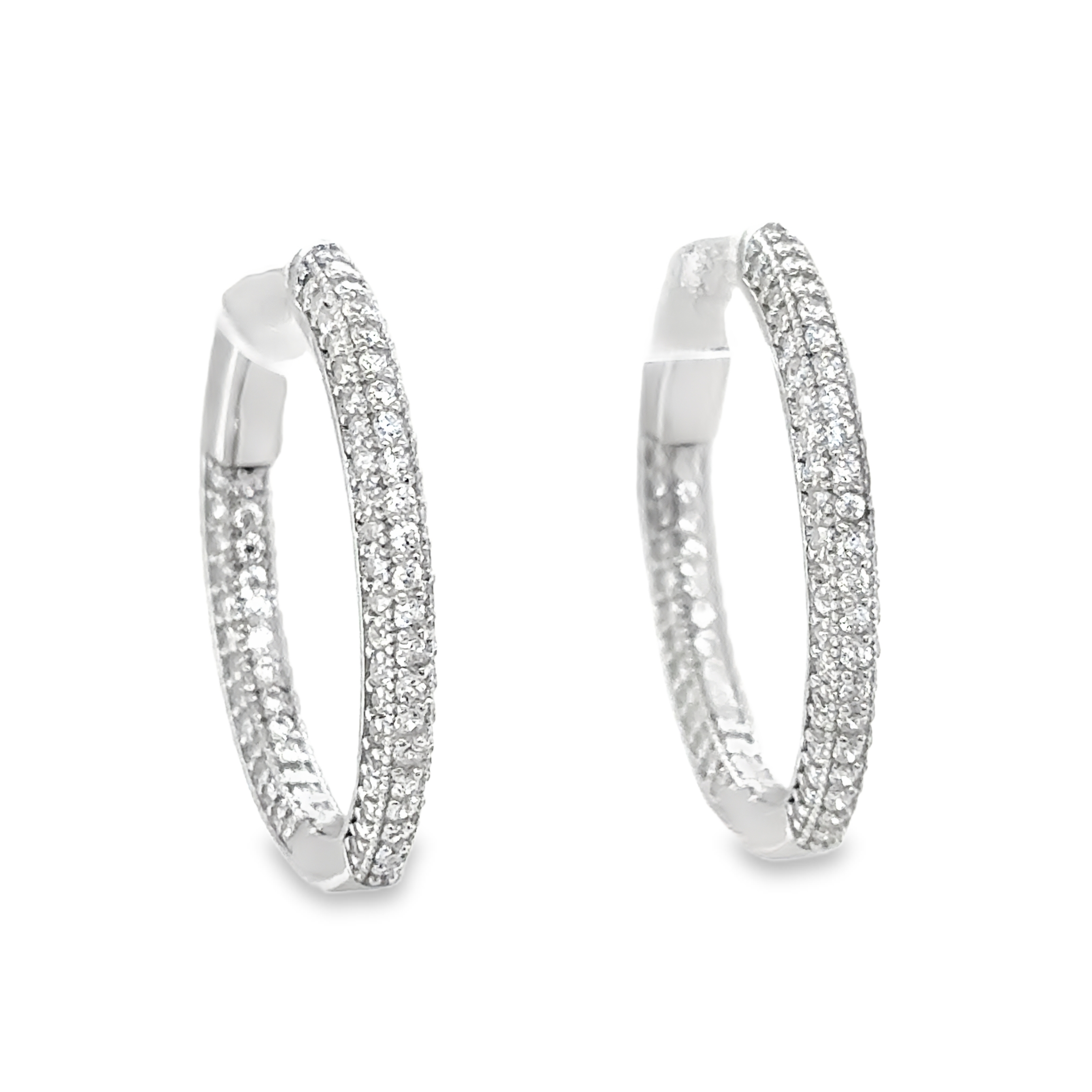 Sterling Silver 20MM Hoop Earrings with CZ
