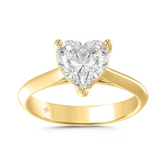 LADIES SOLITAIRE RING 2.00CT HEART DIAMOND 14K YELLOW GOLD