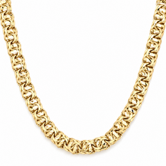 10KT Gold 6MM Chino Bar Monaco Chain with Diamond Cut Bars, 18 Inches