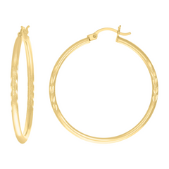 10kt Yellow Gold Womens Round Tube Hoops Huggies Earrings 35MM