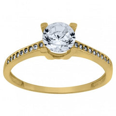 10kt Yellow Gold Womens Round Cubic Zirconia Engagement Ring