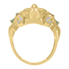 10kt Yellow Gold Mens Green/Red White Marquise Round Cubic-Zirconia Na