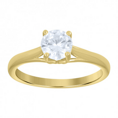 10kt Yellow Gold Womens Cubic-Zirconia Engagement Ring