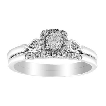 BRIDAL SET 0.20CT ROUND DIAMOND 10K WHITE GOLD