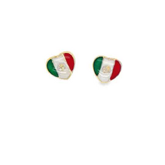 10Kt Yellow Gold Mexico Flag Stud Earrings