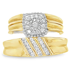 10KT Gold 0.40CT Diamond Princess Wedding Trio Set