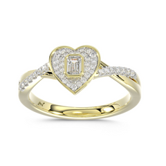 14K YELLOW GOLD LADIES RING 0.25CT ROUND/EMERALD DIAMOND