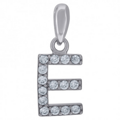 925 Sterling Silver Cubic-Zirconia Initial E Charm Pendant