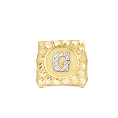 10kt Two-Tone Gold Mens Initial Alphabet G Nugget Ring