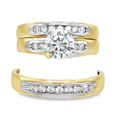 10KT Gold His & Hers Matching Wedding Ring Set Single Line Design