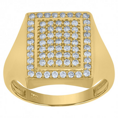 10kt Yellow Gold Mens Cubic-Zirconia Square Head Cluster Fashion Rings