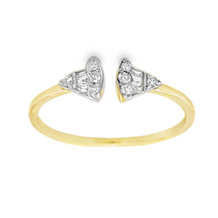 10KT Gold Open Triangle Modern Ring 0.10CT Diamond Ring