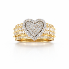 10KT Gold 12MM Heart Ring with CZ Size 8