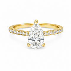 14K Yellow Gold 1.31CTTW Certified Lab-Created Pear Shape with Accent