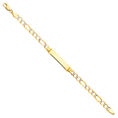 10KT Gold Two-Tone Figaro Gold Bracelet 6.5MM