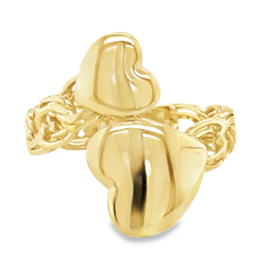 10KT Gold Chino Double Heart Ring Size 7 FREE ENGRAVING