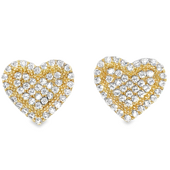 10KT Gold 9MM Heart Earrings with CZ