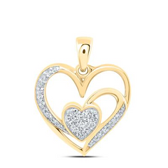10KT YELLOW GOLD 1/6CTW NATURAL DIAMONDS HEART PENDANT
