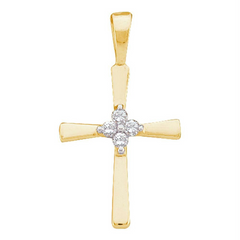 10kt Yellow Gold Womens Round Diamond Simple Cross Religious Pendant 1