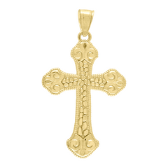10KT Godl Nugget Cross 30MM Plus Bail