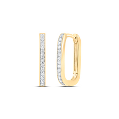 10KT Yellow Gold 1/6CTW Diamond Rectangular Huggies