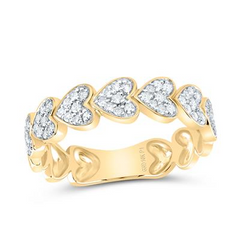 10KT YELLOW GOLD 1/3CTW NATURAL DIAMONDS HEART BAND RING