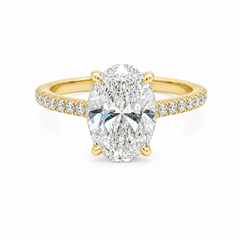 14K Yellow Gold 3.38CTTW Certified Lab-Created Oval Diamond Hidden Hal