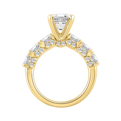 LADIES RING 4 1/2CT ROUND/EMERALD DIAMOND 14K WHITE GOLD (CENTER STONE