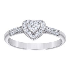 925 Sterling Silver Womens Cubic-Zirconia Love Heart Ring Size 7