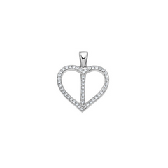 925 Sterling Silver Womens Cubic Zirconia Initial Letter I Heart Charm