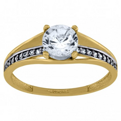 10kt Two-Tone Gold Womens Round Cubic Zirconia Engagement Ring