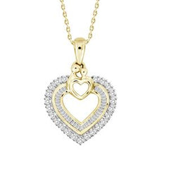 LADIES HEART PENDANT 1/3 CT ROUND DIAMOND 10K YELLOW GOLD