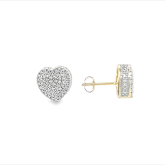 10K YELLOW GOLD ROUND DIAMOND HEART EARRINGS 0.50 CTTW (SMALL)