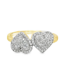 10KT 0.18CT YELLOW GOLD YOU AND ME HEART RING