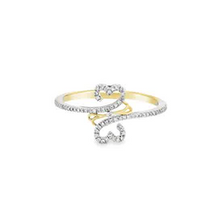 10KT 0.08CT YOU AND ME HEART RING
