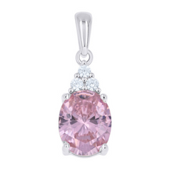 925 Sterling Silver Womens Oval Round Pink White Cubic-Zirconia Oval F