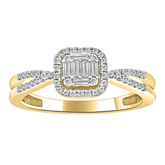 0.33CT ROUND/BAGUETTE DIAMOND 14K YELLOW GOLD (SI QUALITY)