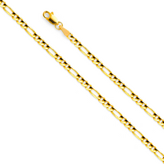 10KT Yellow Gold 3MM Figaro Chain 24 Inches