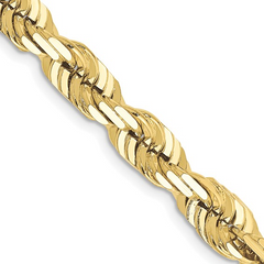 10KT Gold 6MM Solid Rope Bracelet 8IN