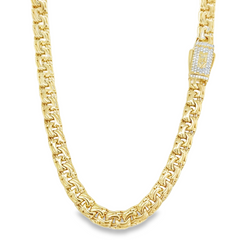 10KT Yellow Gold 8MM Monaco Chino Link Chain 24 inches with CZ Lock. M