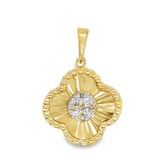 10KT GOLD 1/10CTW NATURAL DIAMONDS CLOVER PENDANT