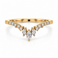14K Yellow Gold 0.45CTTW Lab-Created Diamonds Curved Wedding Band (Not