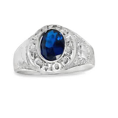 Sterling Silver High School SMALL Ring Blue Stone SIZE11