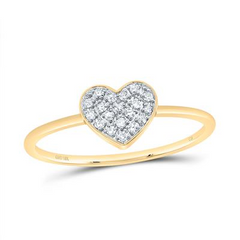 1/10CTW-DIAMOND HEART RING 10KT YELLOW GOLD