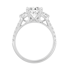 LADIES RING 3CT ROUND/PRINCESS/HALF MOON DIAMOND 14K WHITE GOLD (CENTER STONE PRINCESS DIAMOND 2CT )