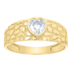 10KT Gold Nugget Ring with CZ Stone