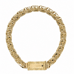 10KT Gold 7MM Chino Bar Bracelet with Greek Border 8.5 Inches (Free En