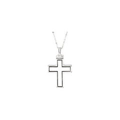 Sterling Silver 26x16.5 mm Cross Ash Holder 18