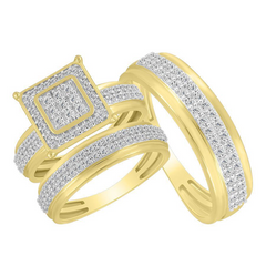 TRIO SET 1 CT ROUND DIAMOND 10K YELLOW GOLD