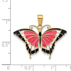 14K Enameled Butterfly Pendant